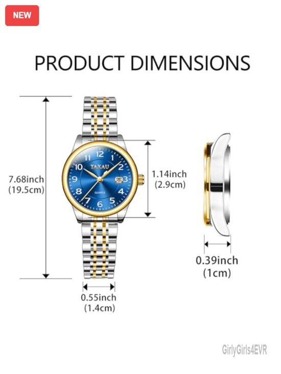 Ladies Quartz Analog Watch Stainless Steel Date Display Water Resistant main image 6